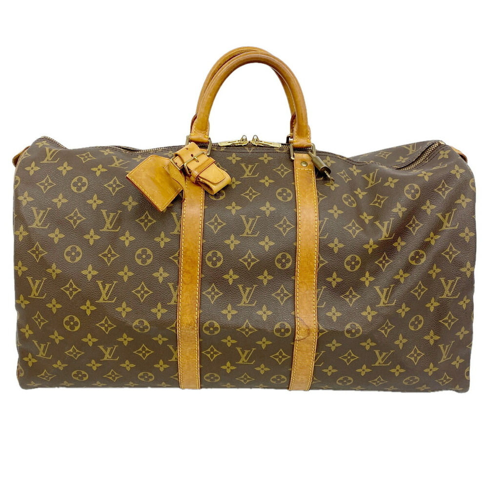 LOUIS VUITTON Authentic Brown Monogram Keepall 55 Boston Bag
